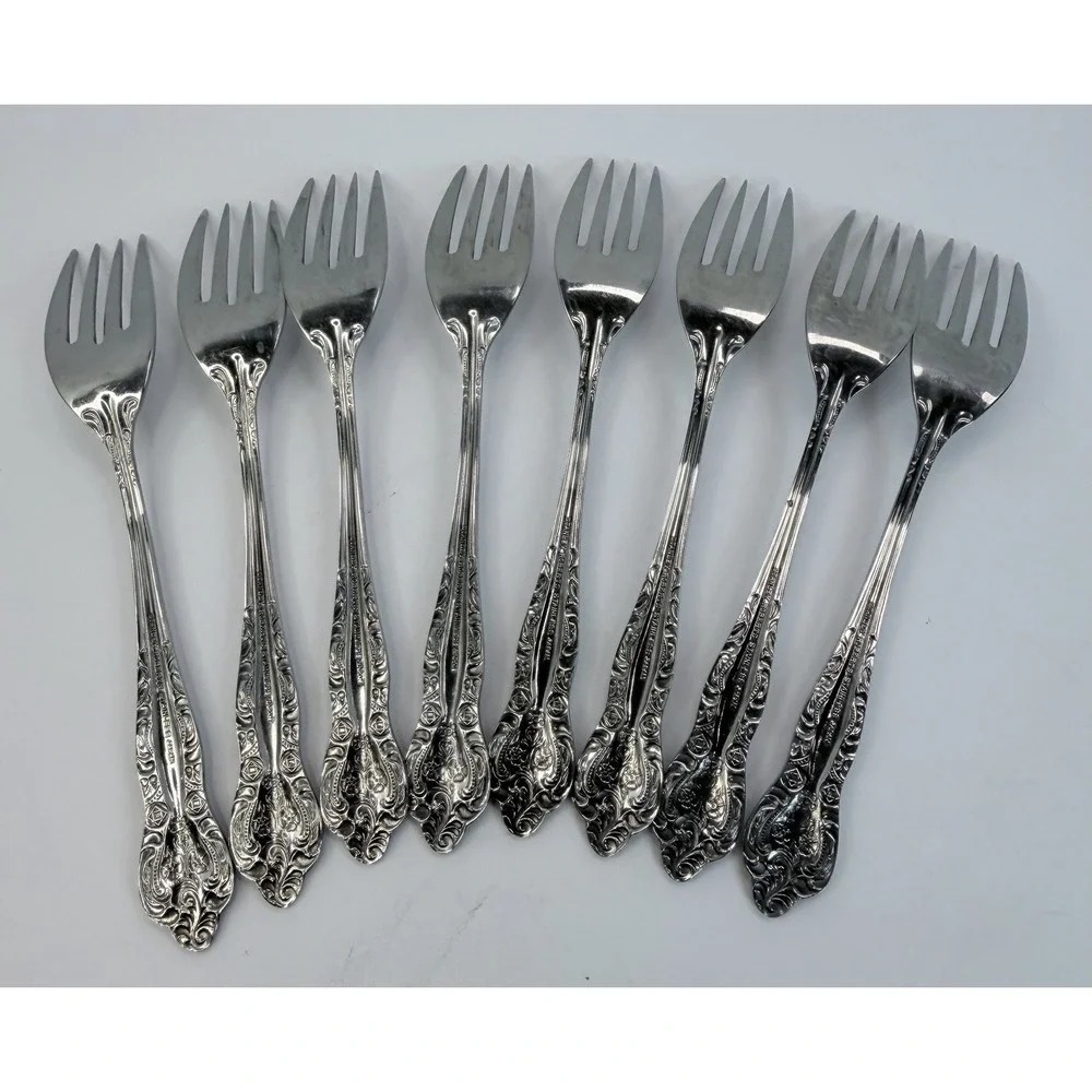 Stanley Roberts DYNASTY Stainless 5 Petal Flower Set of 8 Salad Forks Japan